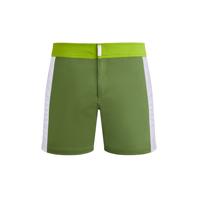 Men Stretch Swim Trunks Flat Belt Color Block - 1