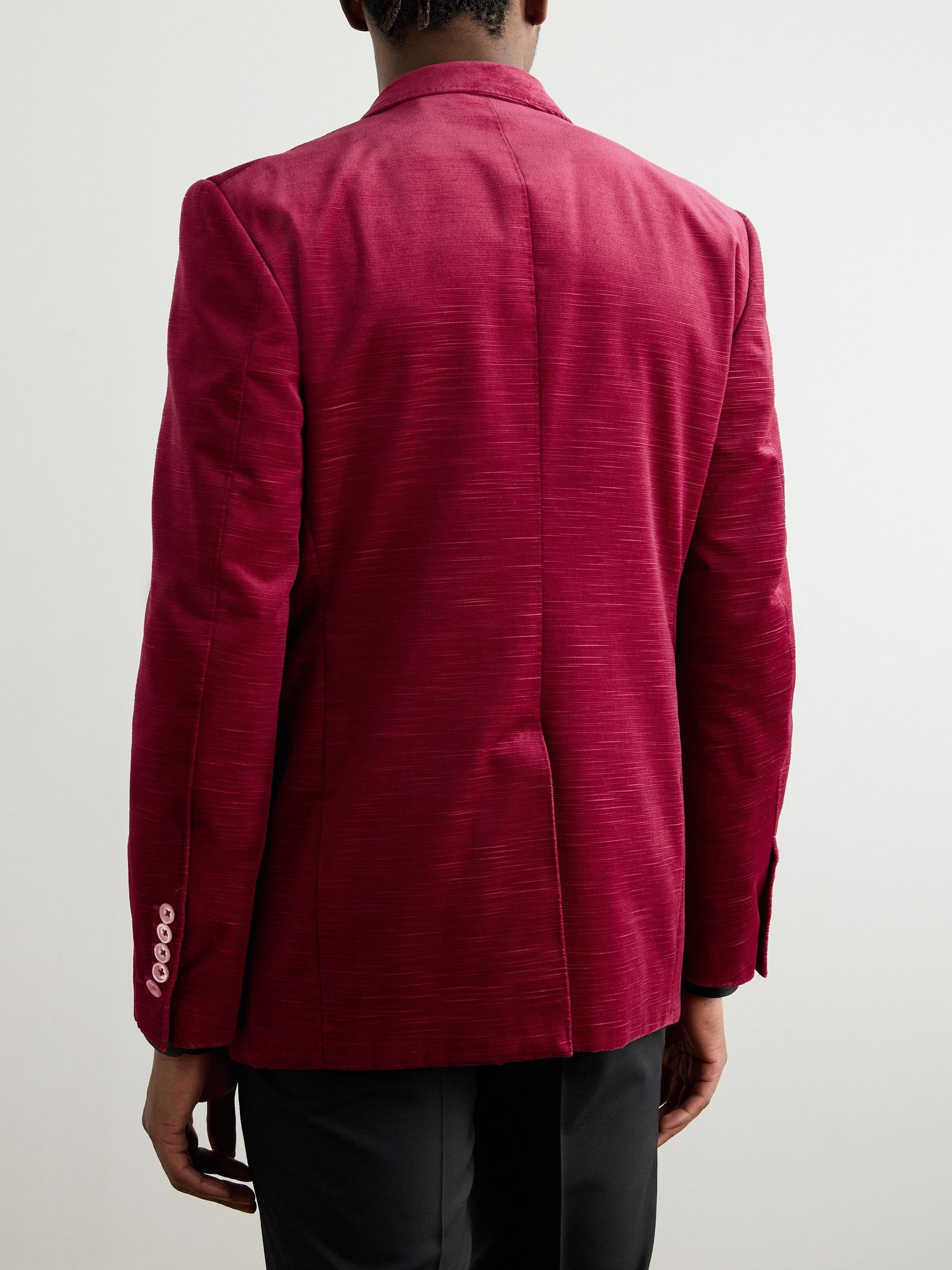 Shelton Slim-Fit Cotton-Velvet Blazer Pink - 3