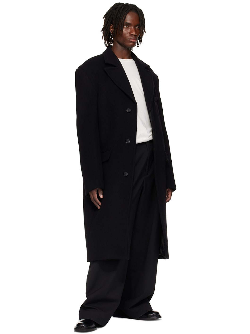 Black Melton Overcoat - 5