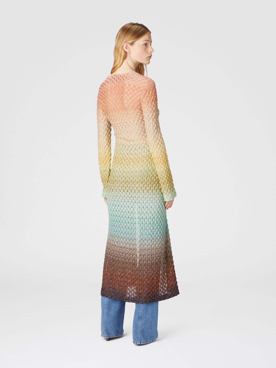 Long cardigan in lace and lamé - 3