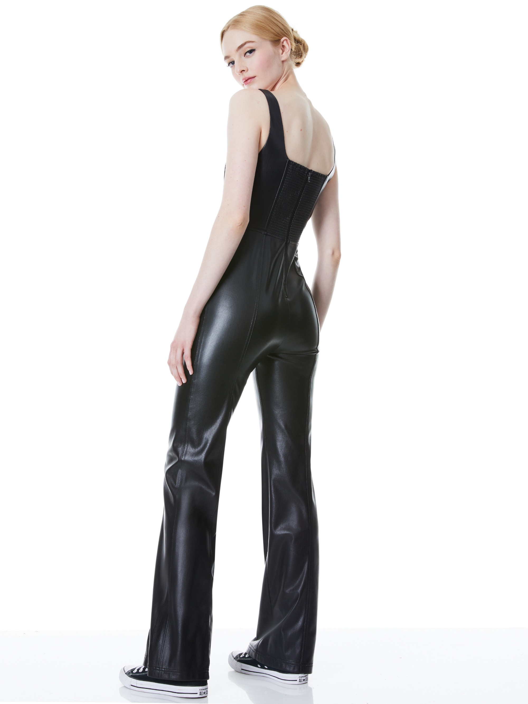 CHELS VEGAN LEATHER CORSET SLEEVELESS JUMPSUIT - 3