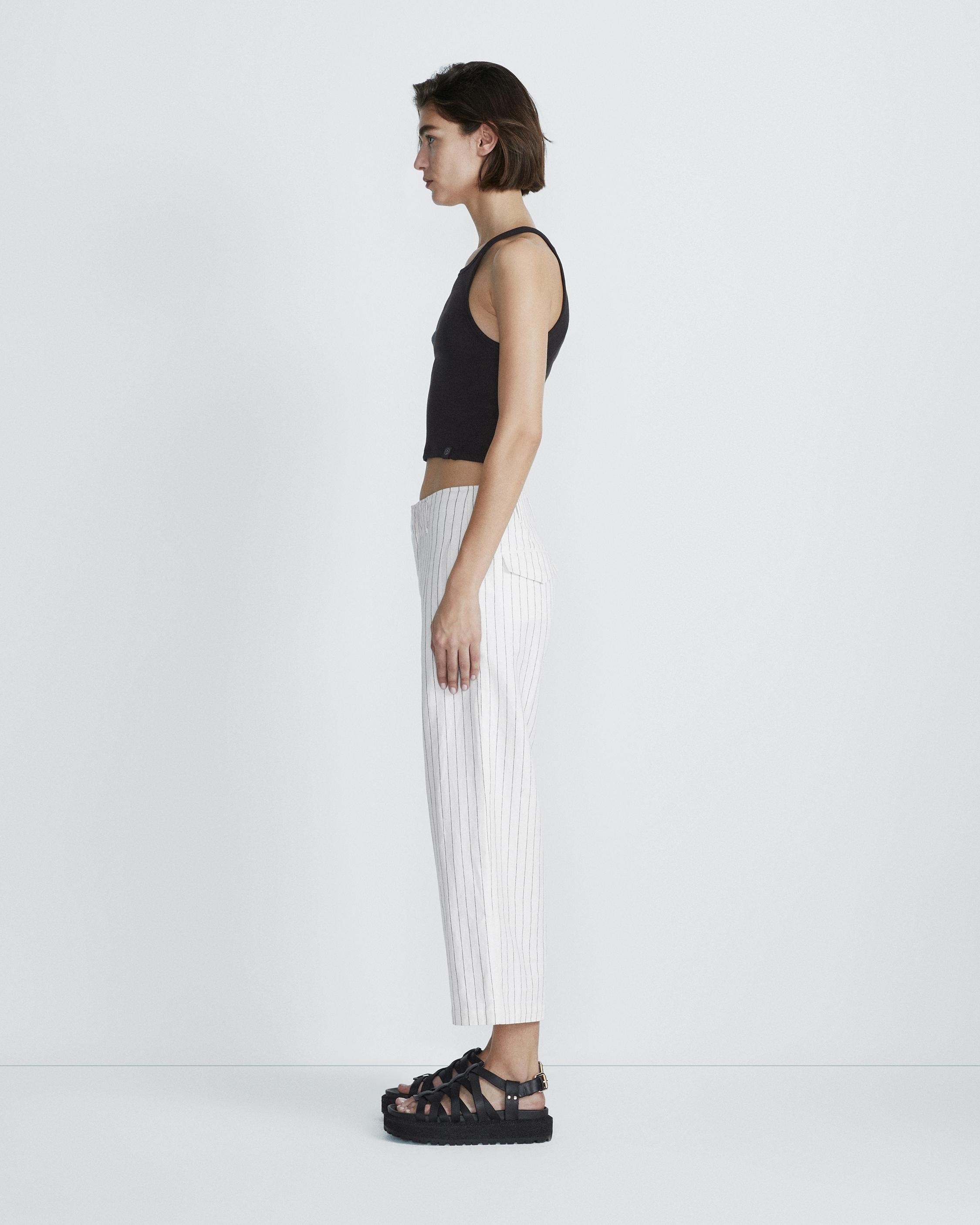 Dylan Cropped Linen Stripe Pant
Classic Fit Pant - 5