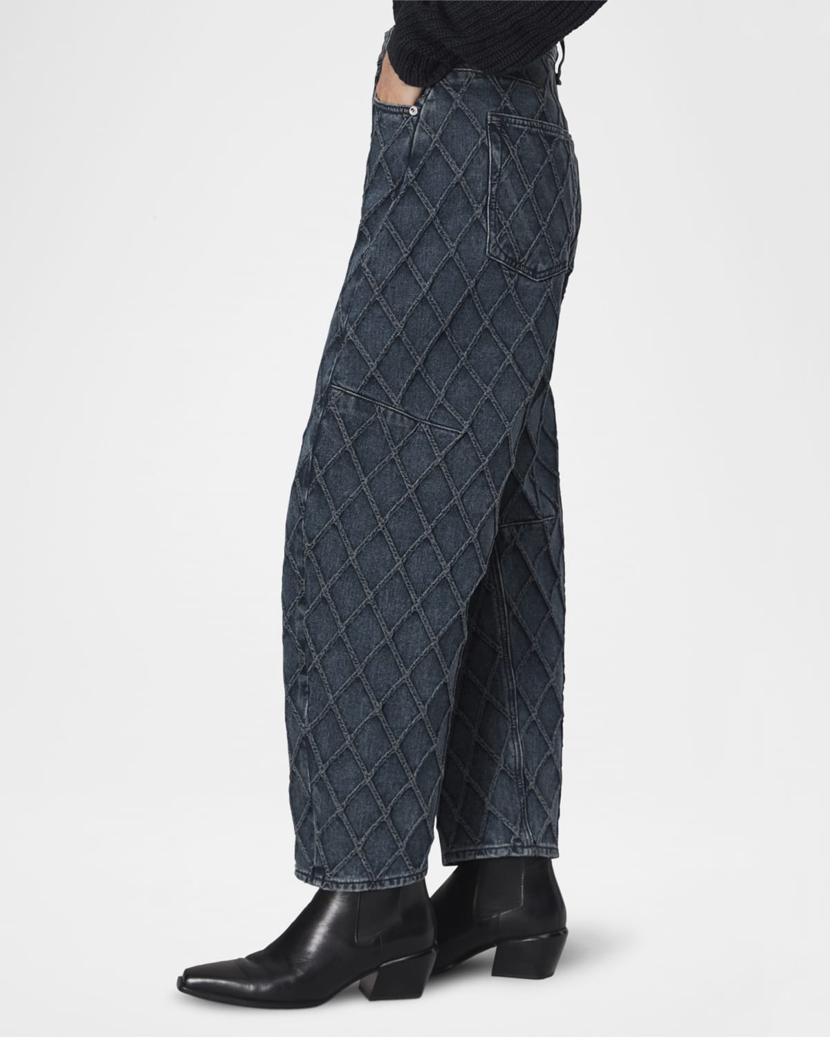 Charlie Quilted High-Rise Barrel Jeans - 6