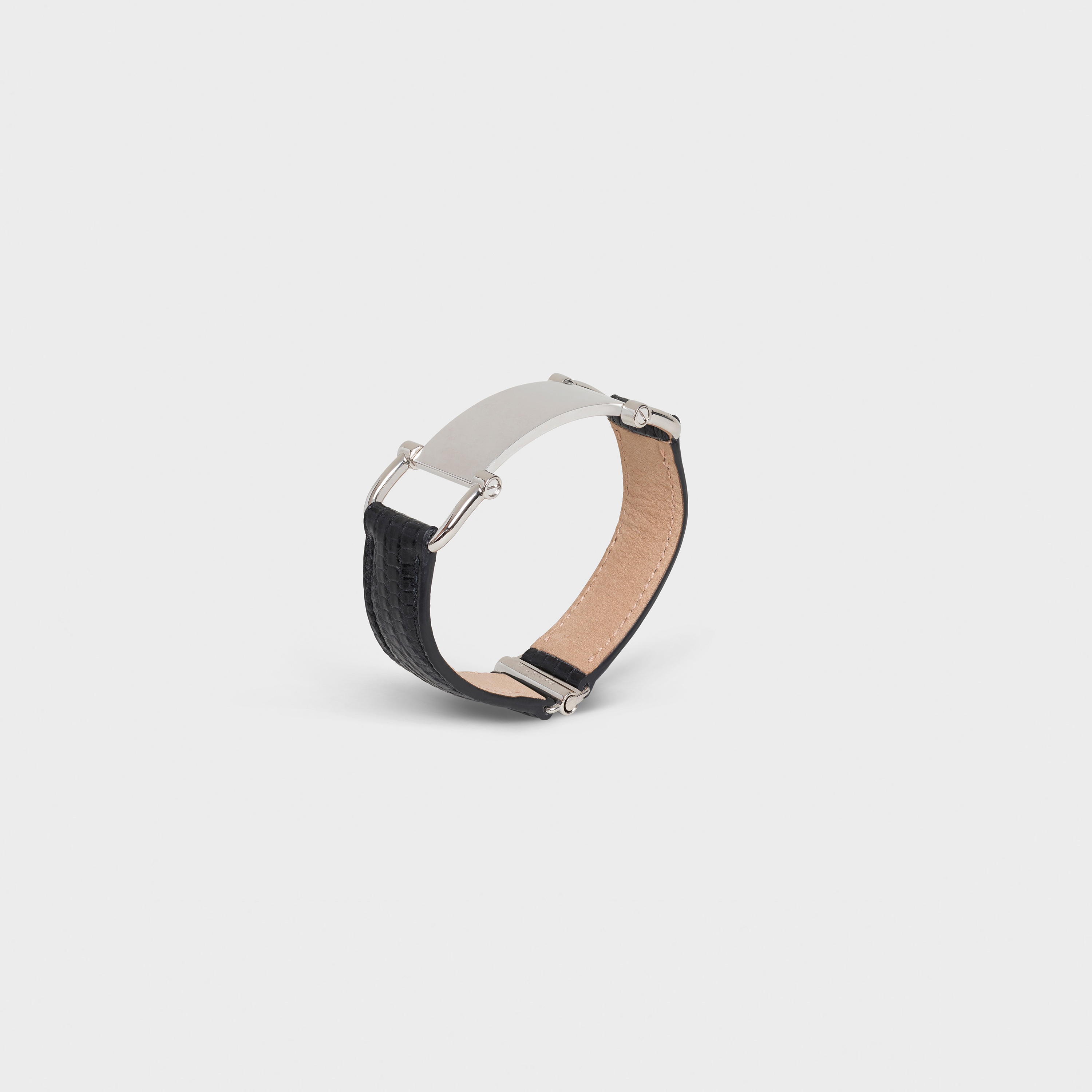 CELINE PLAQUE BRACELET IN LIZARD AND BRASS WITH RHODIUM FINISH - 2