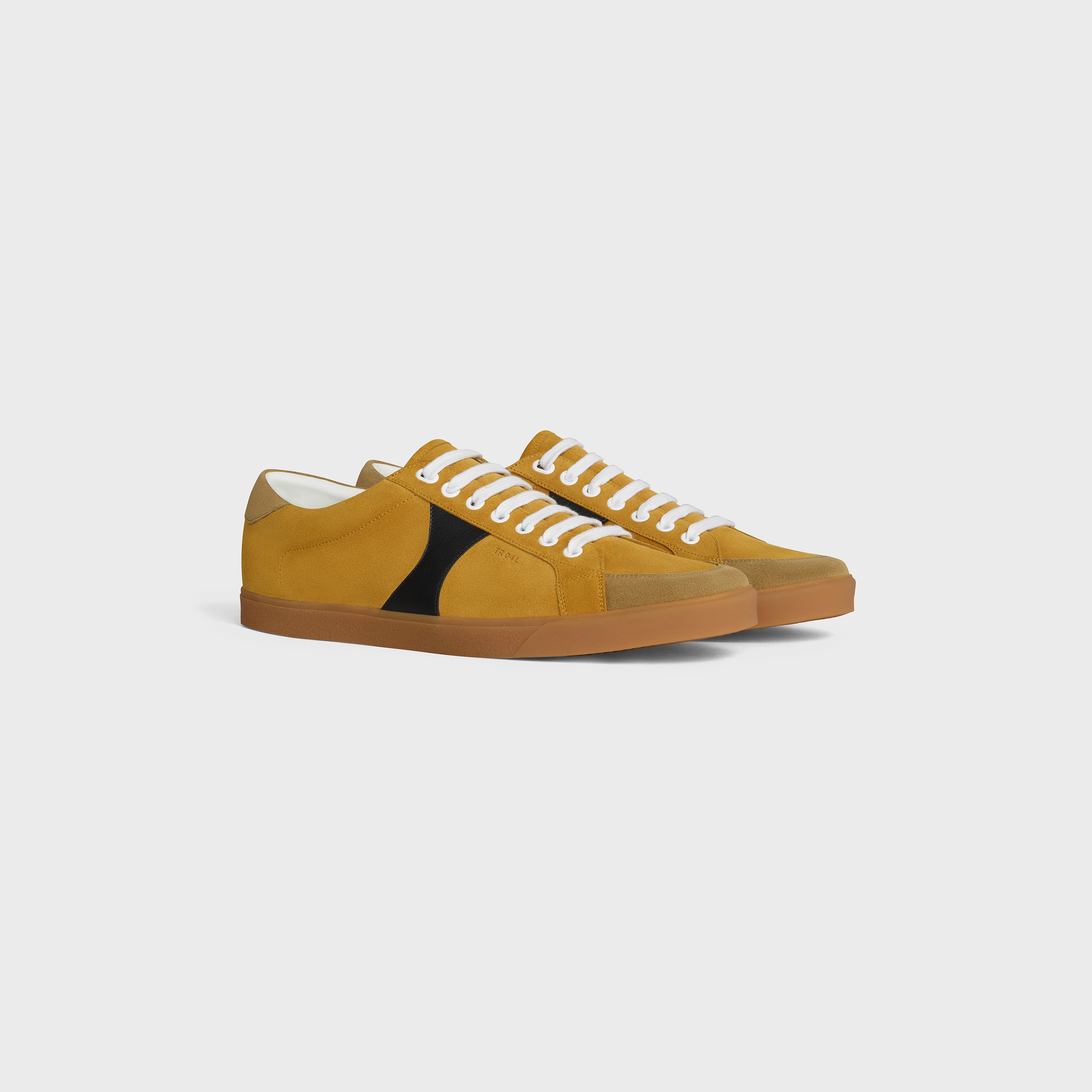 CELINE TRIOMPHE LOW LACE UP SNEAKER PLAIN LOGO IN SUEDE CALFSKIN AND CALFSKIN - 2