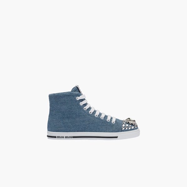 Denim high-top sneakers - 6