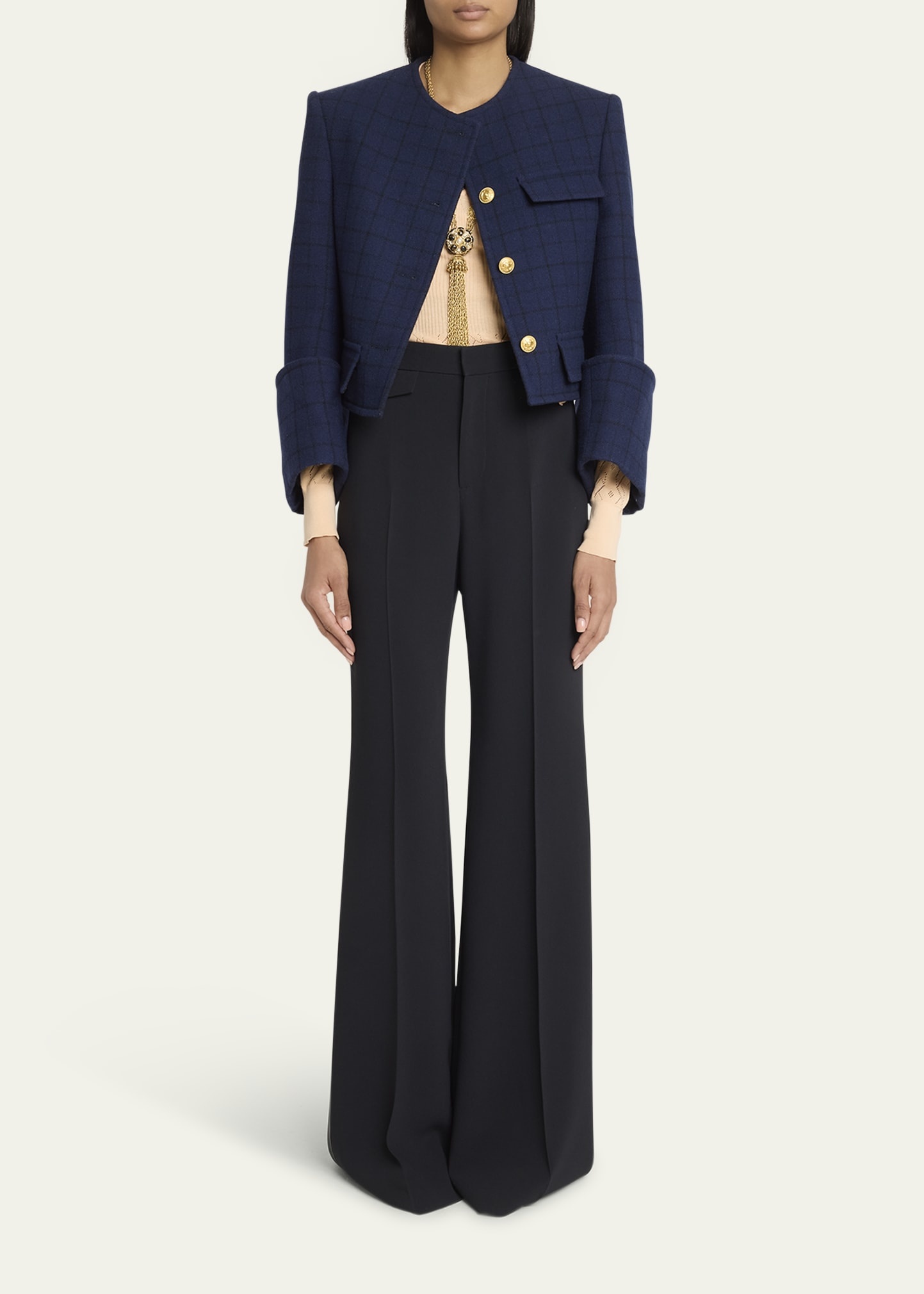 Lower Impact Wool Check Crop Jacket - 2