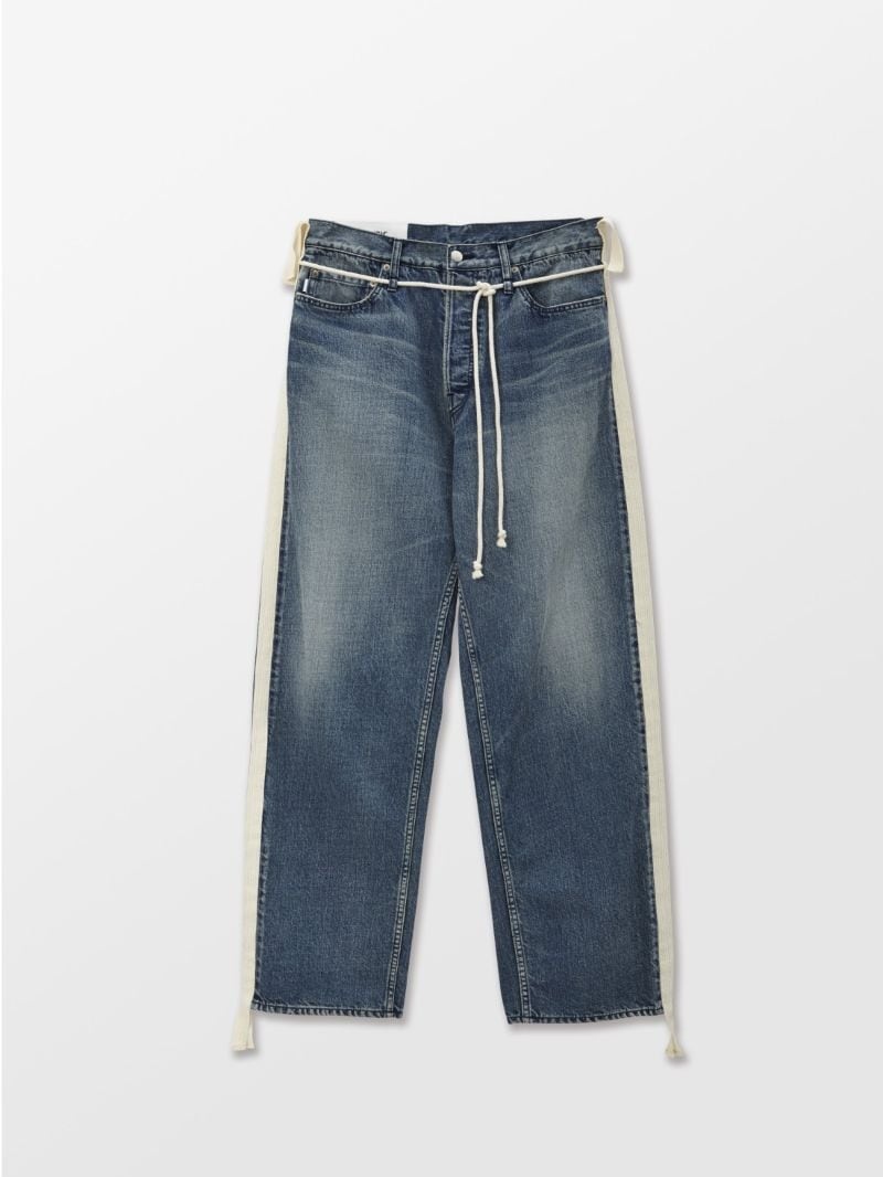 DRAWSTRING SIDE-TAPED DENIM PANTS - 1