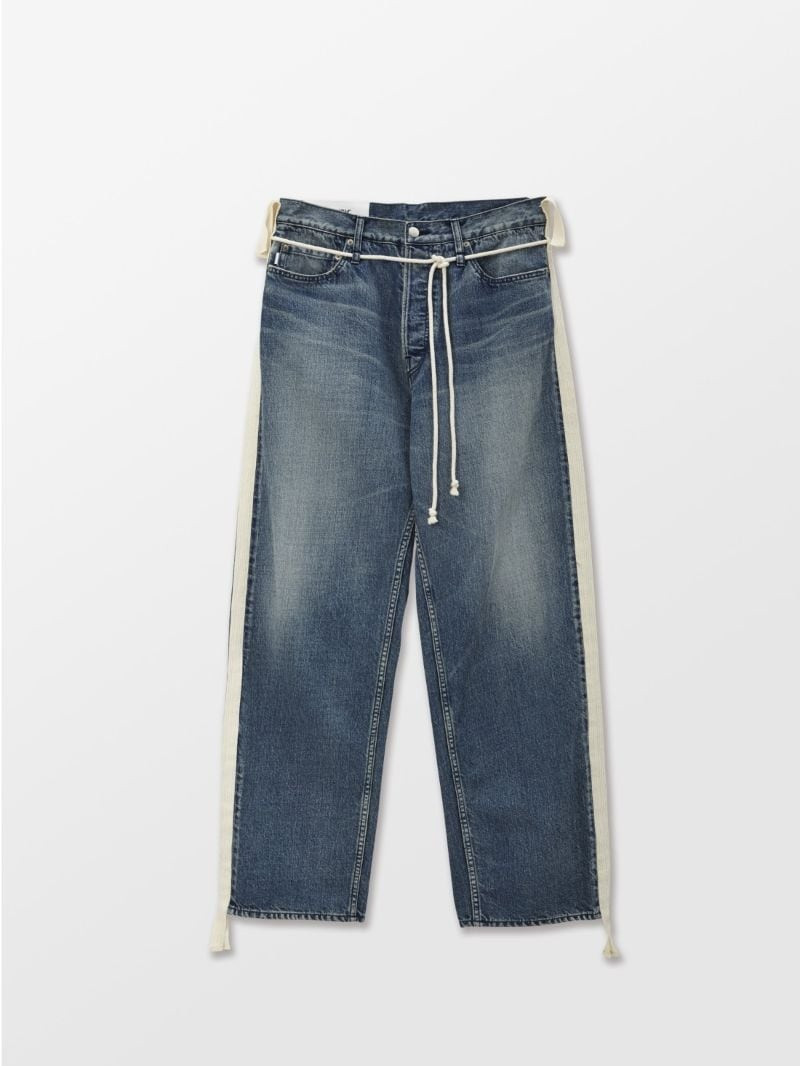 DRAWSTRING SIDE-TAPED DENIM PANTS 1