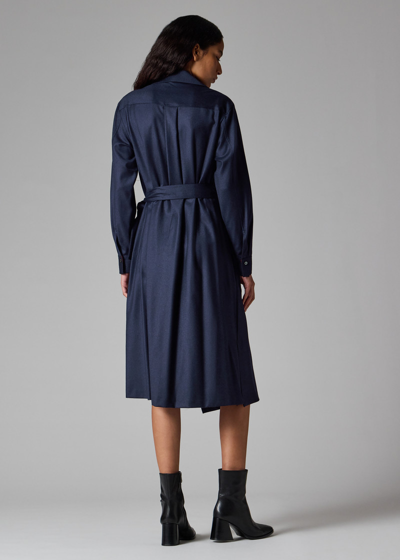 Women's Navy Wool-Cashmere Blend Flannel Dress 9