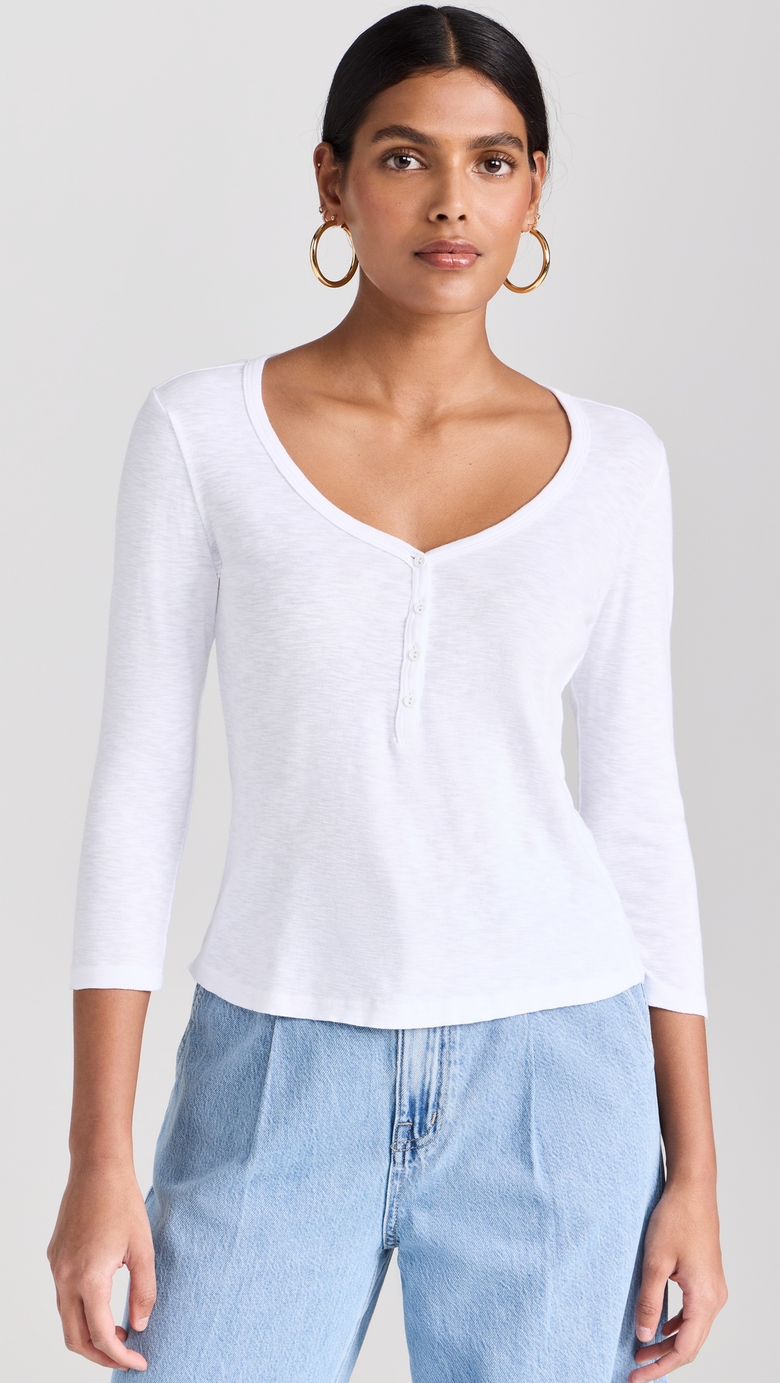 Rowena 3/4 Sleeve Henley Top - 6