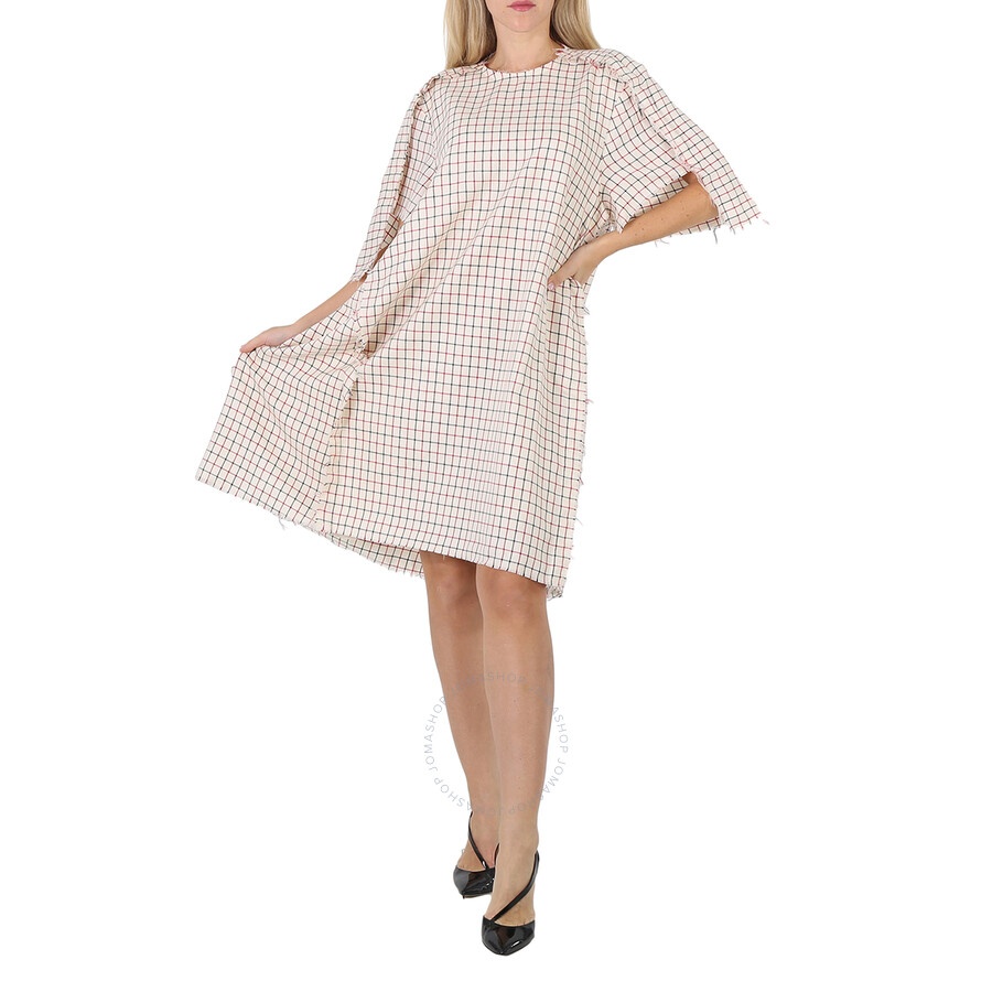 Maison Margiela Ladies Ecru All-Over Checkered Shirt Dress - 4