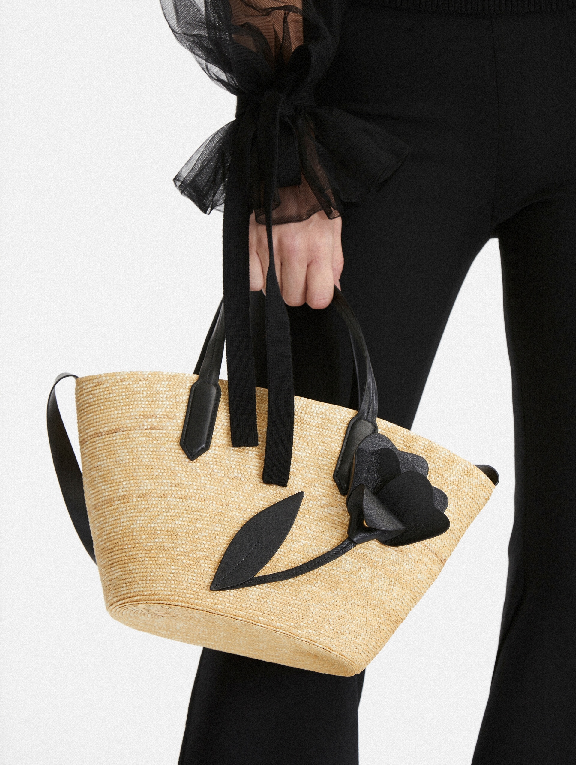 SMALL TULIP RAFFIA TOTE - 2