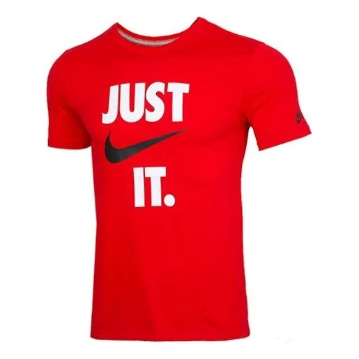 Nike Sportswear 알파벳 인쇄 둥근 목 짧은 소매 빨강 AQ5195-650 - 1