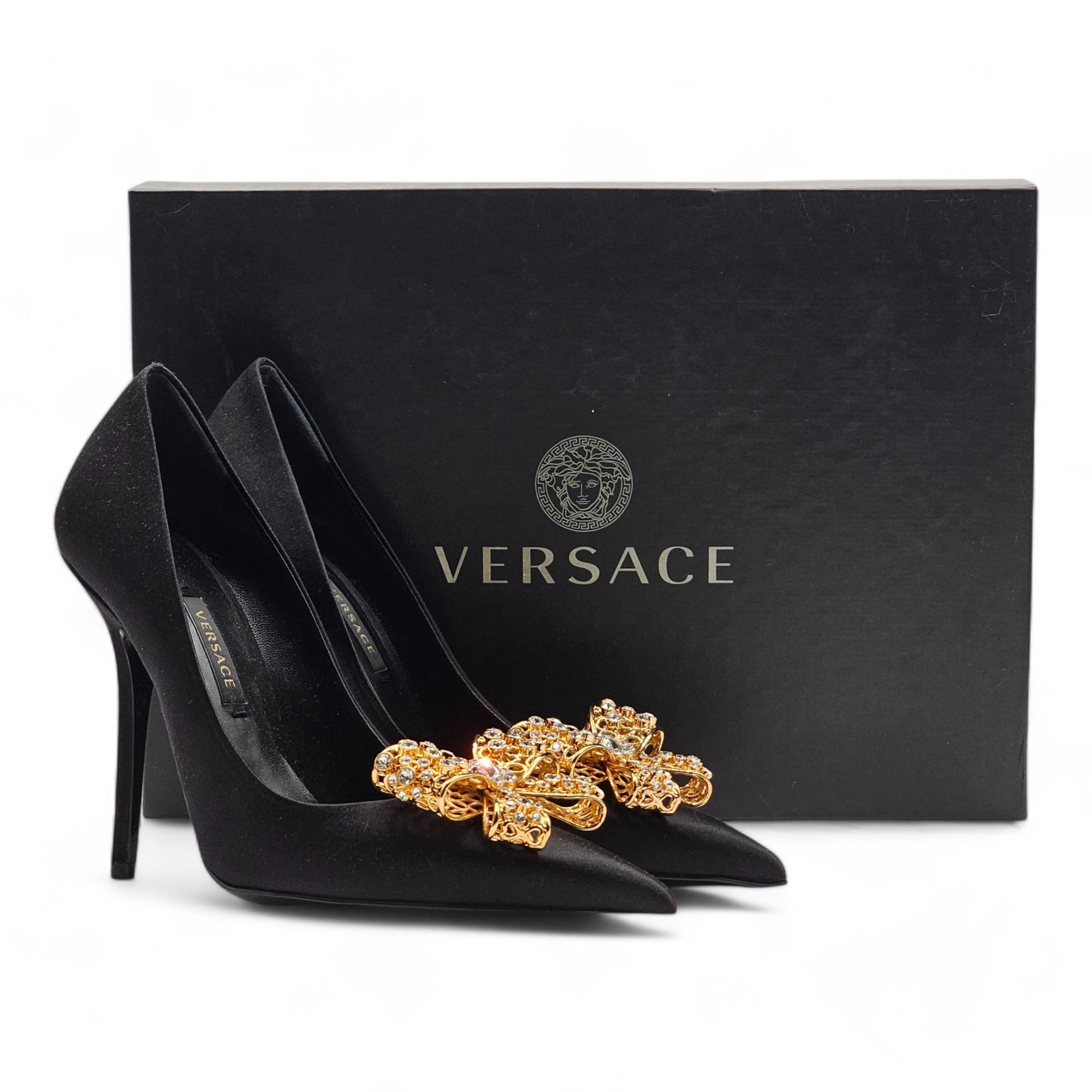 Versace Embellished Pumps 100 mm - Satin - Black - 36 - 2