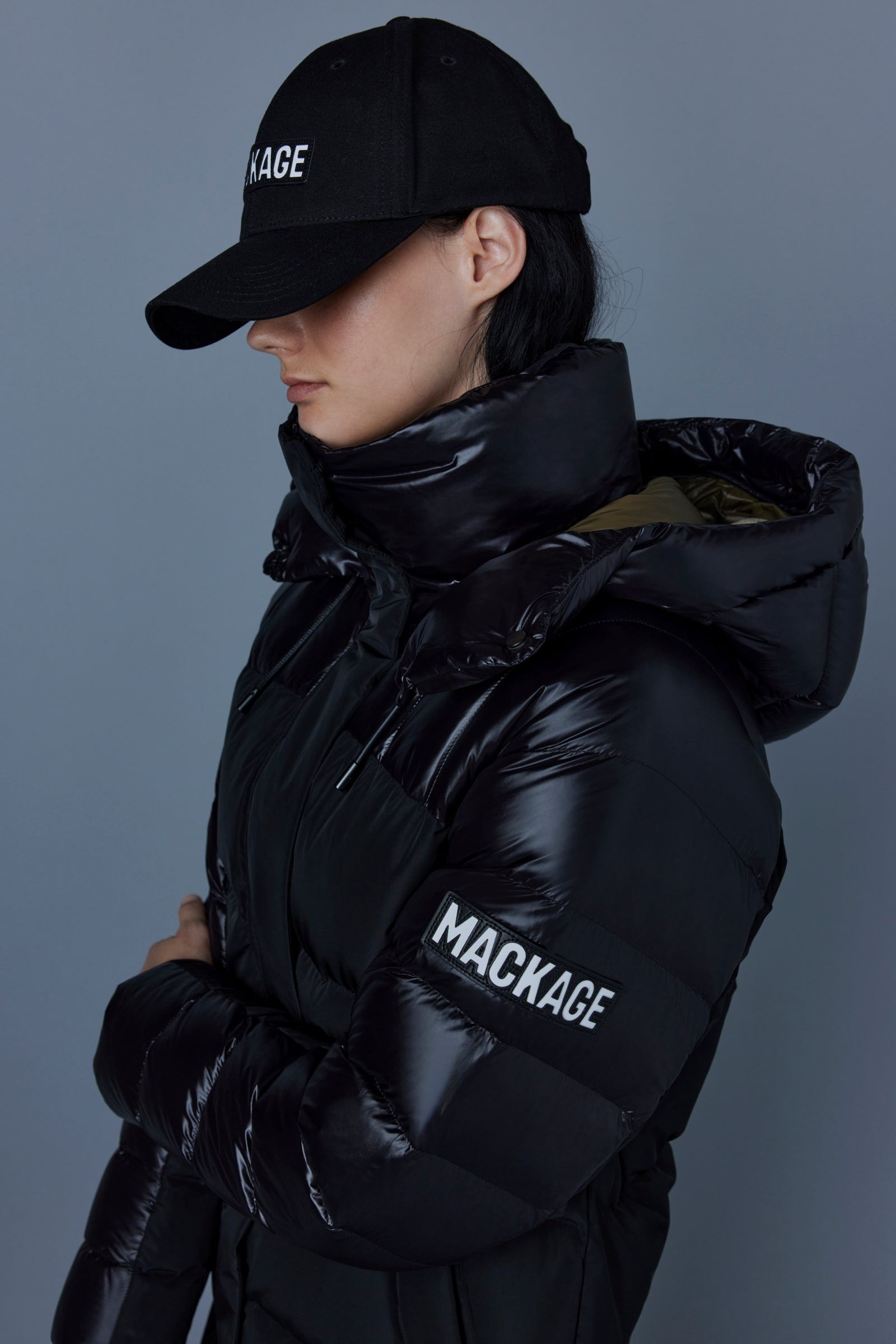 KAZ mixed-media down jacket with removable hood - 5