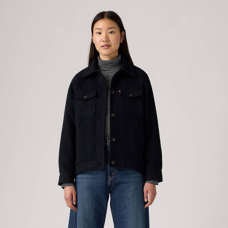 WOOL BLEND RAGLAN SLEEVE SHIRT JACKET 1