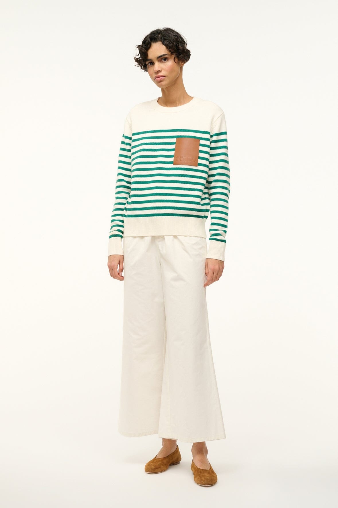 STAUD SUNSET SWEATER VERT BRETON STRIPE - 3
