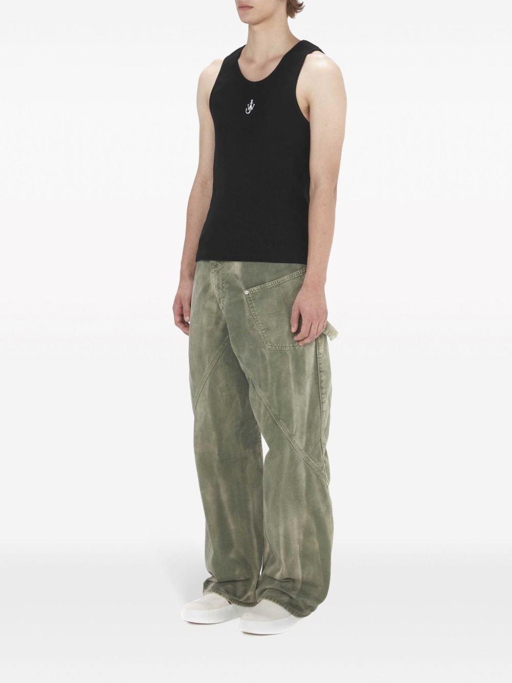 logo-embroidered ribbed-knit tank top - 2