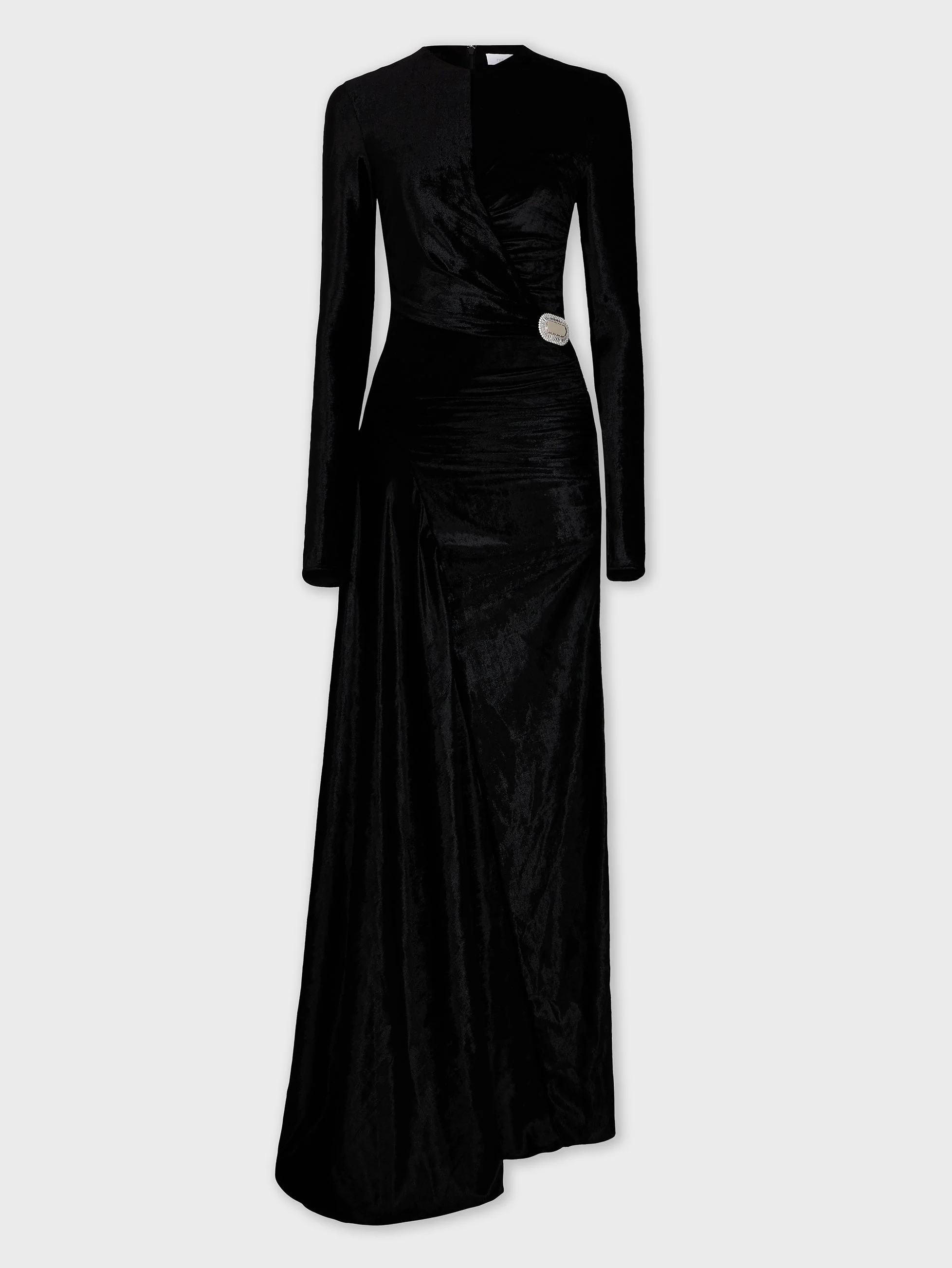 LONG DRAPED VELVET DRESS - 1
