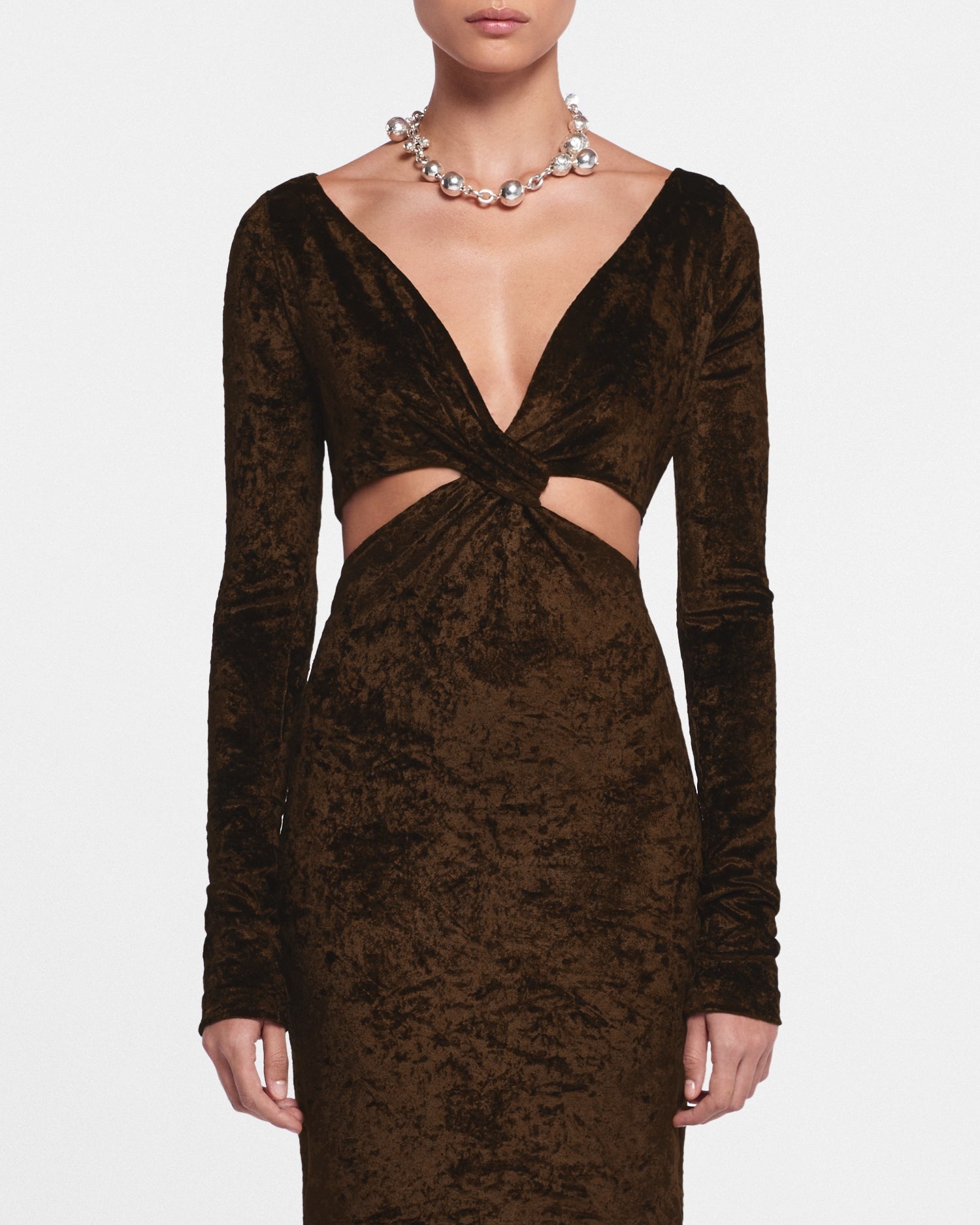 Cut-Out Crushed-Velvet Dress - 2