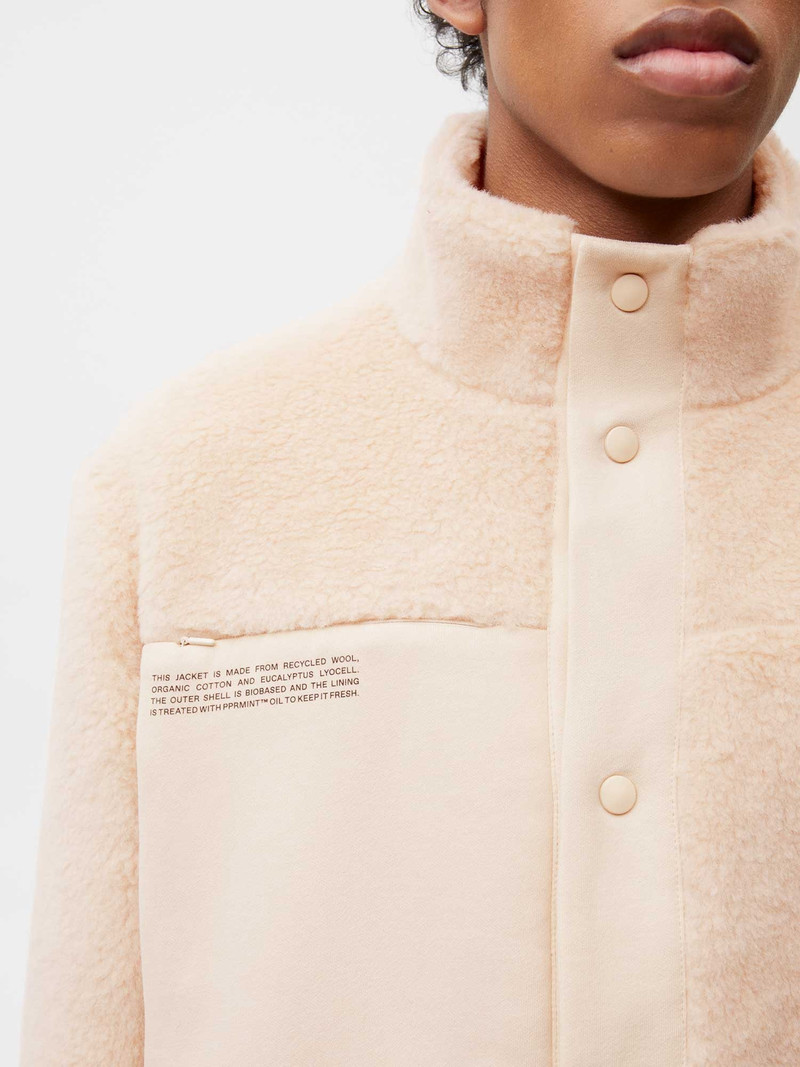 Mens Recycled Wool Fleece Jacket - Sand 3