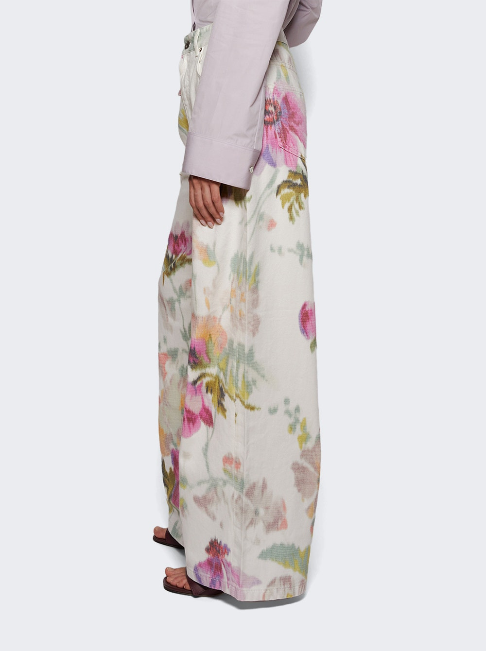 Floral Print Jeans White - 3