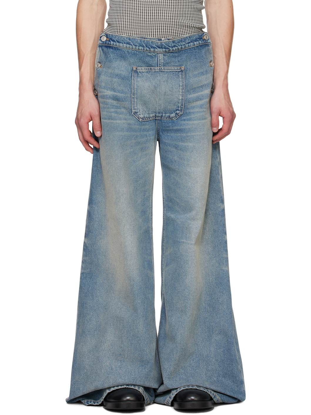 Blue One Pocket Baggy Jeans - 1