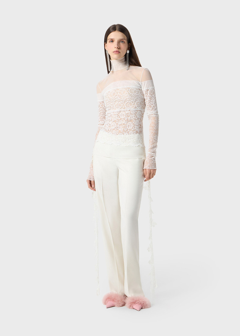 Blumarine TWILL PANTS WITH SCALLOPED LACE outlook