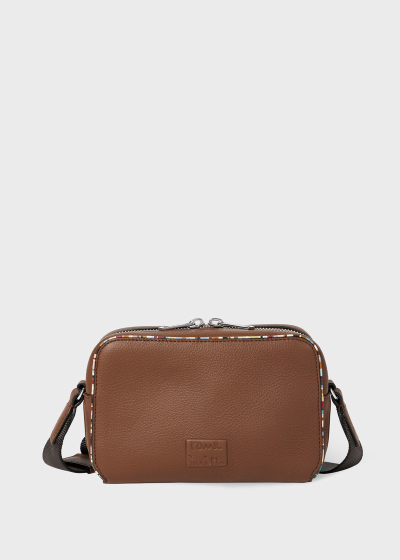 Tan Leather 'Signature Stripe' Piping Flight Bag 1