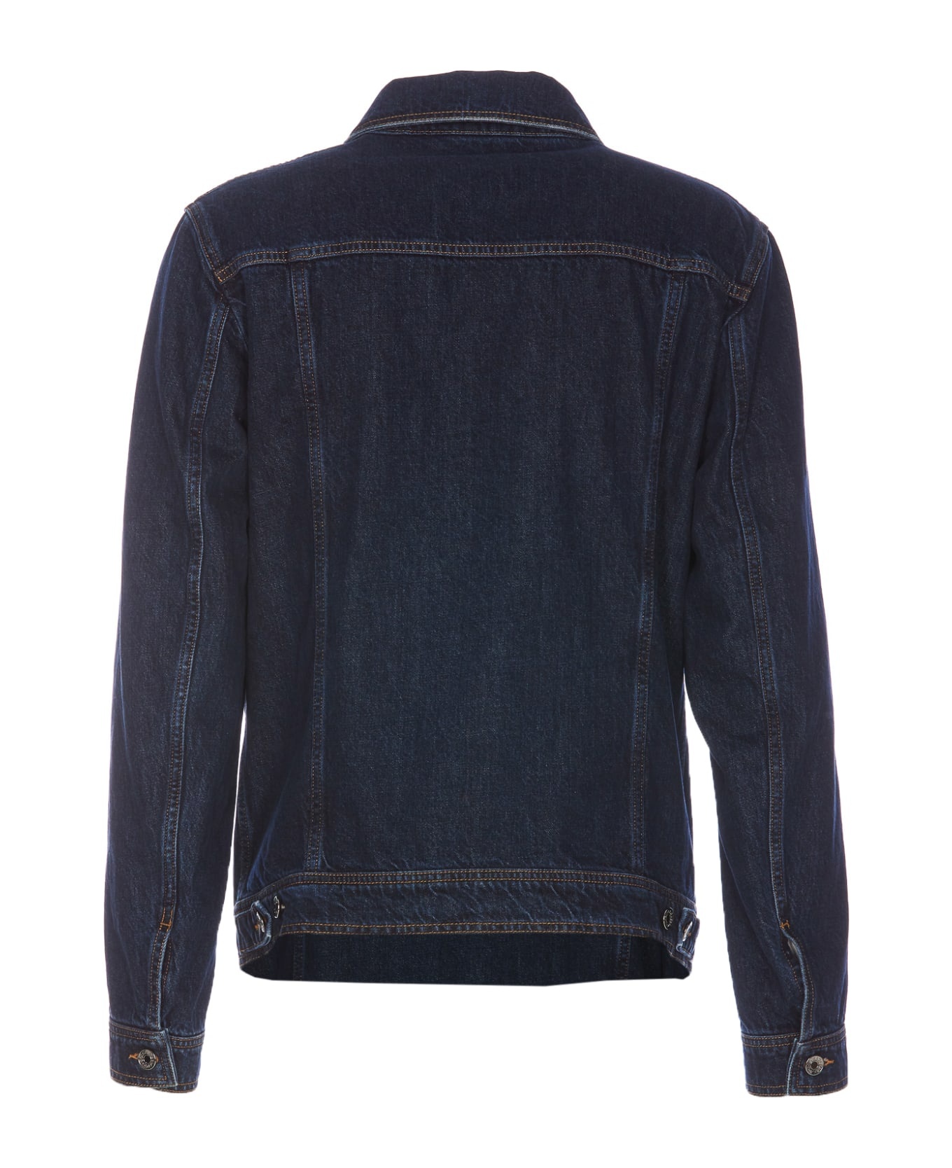 Denim Jacket With Leather Embossed Logo Plaque - 2