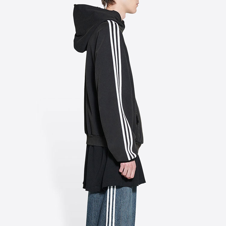 Balenciaga x adidas Fleece Hoodie Slim Fit 'Black Red' 712395TNVA81003 - 5