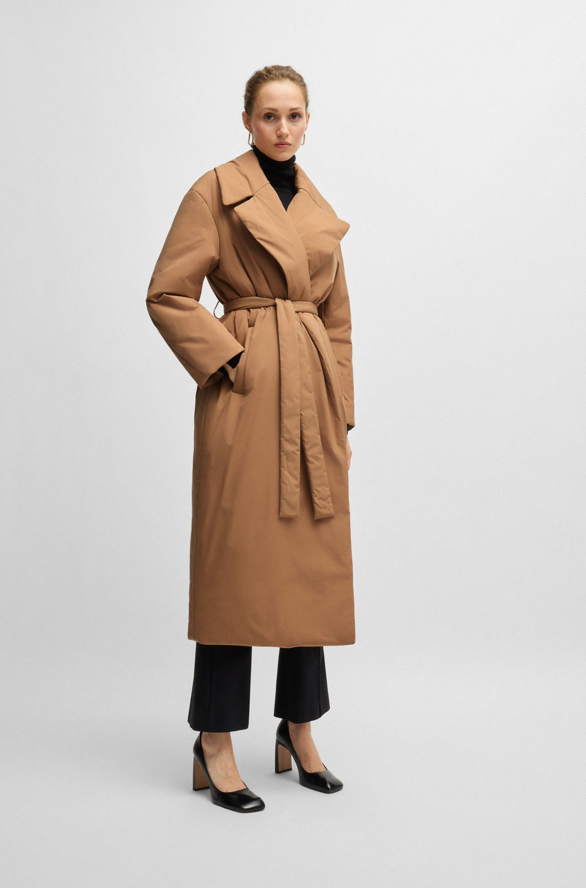 WATER-REPELLENT PADDED COAT WITH TIE-UP BELT - 2
