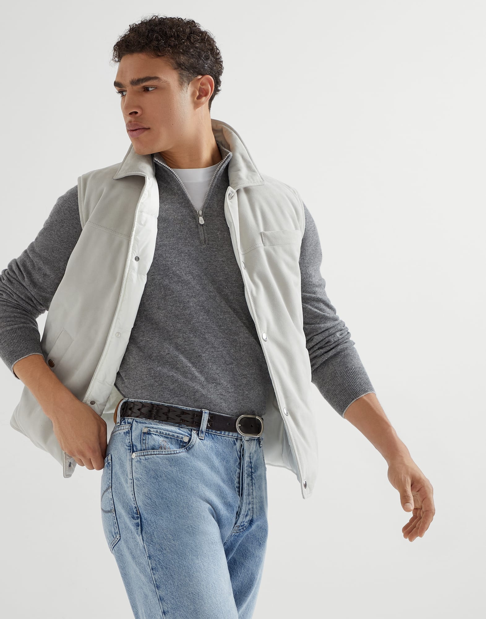Cashmere sweater with half zip - 4