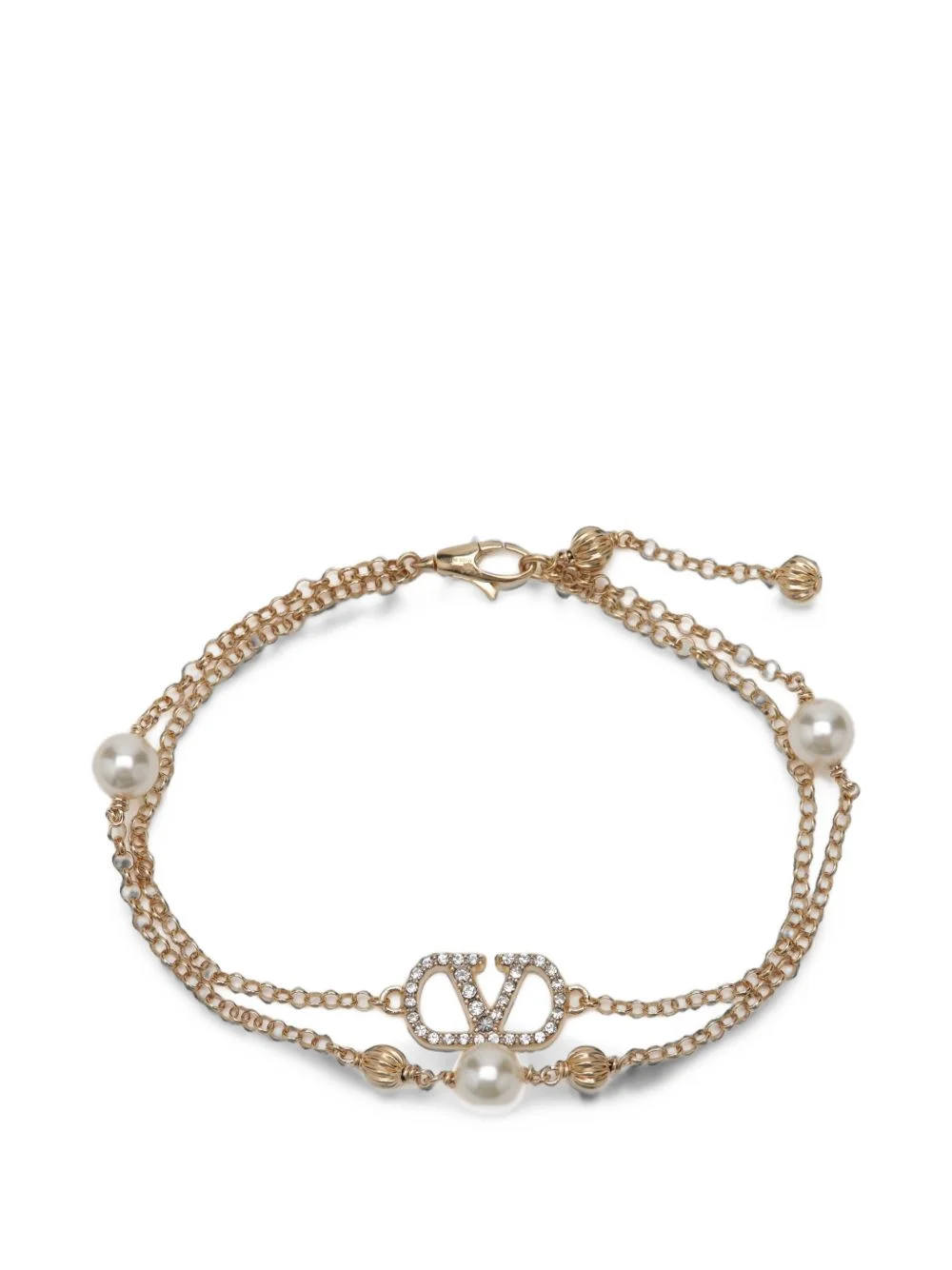 Vlogo-signature bracelet in metal, pearls and swarovski® crystals - 1