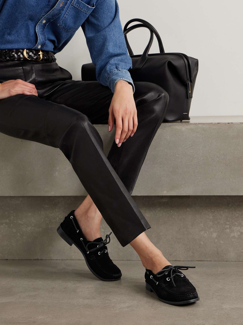 Aeyde Harris suede boat shoes Black outlook