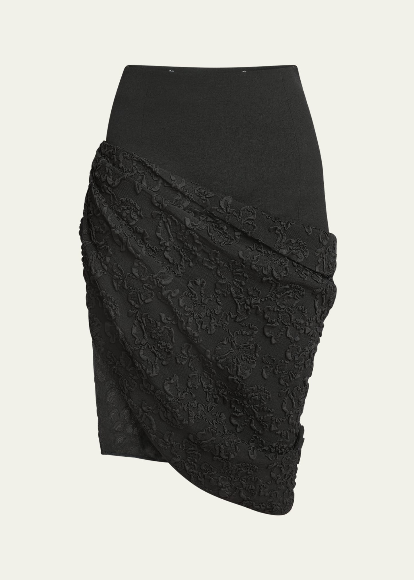 Asymmetric Draped Jacquard Skirt - 1