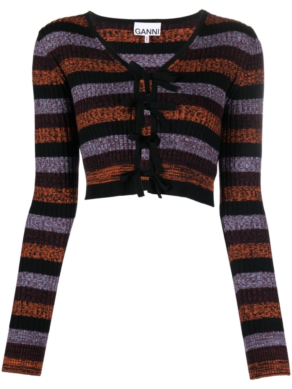 striped crop cardigan - 1