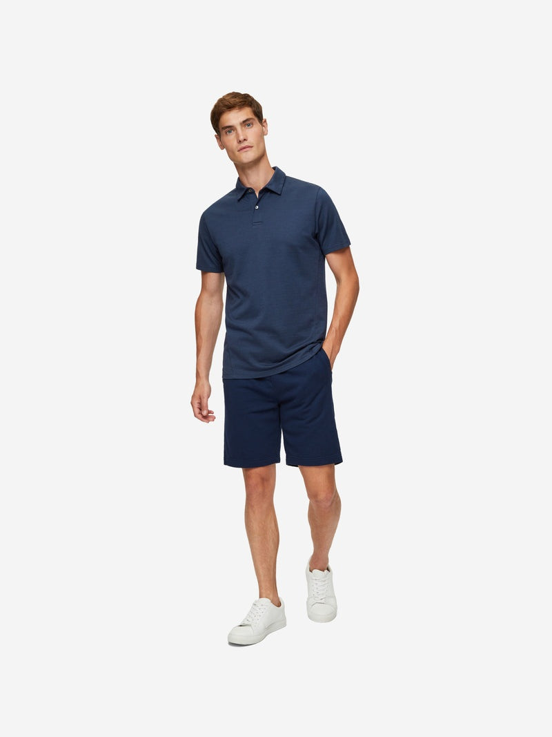 Derek Rose Men's Polo Shirt Ramsay 2 Pique Cotton Tencel Navy outlook