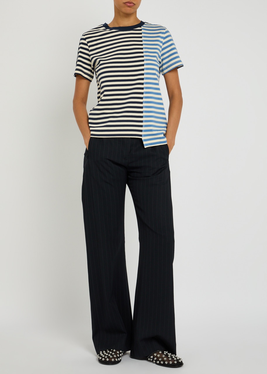 3.1 Phillip Lim Patchwork Striped Cotton T-shirt - 4