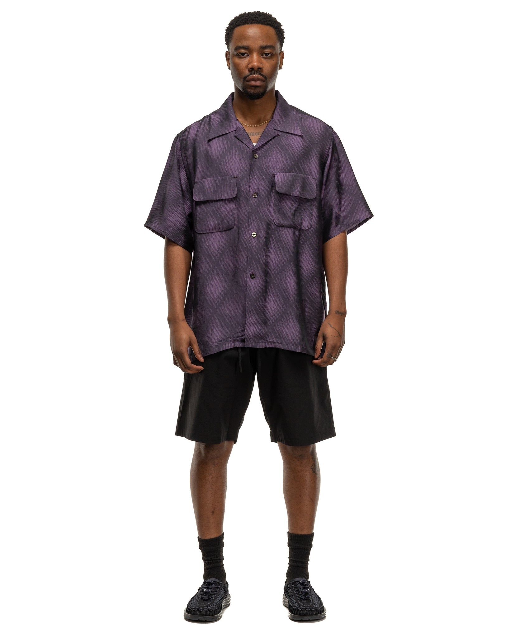 NEEDLES S/S CLASSIC SHIRT - R/AC DIAMOND JQ. PURPLE | REVERSIBLE