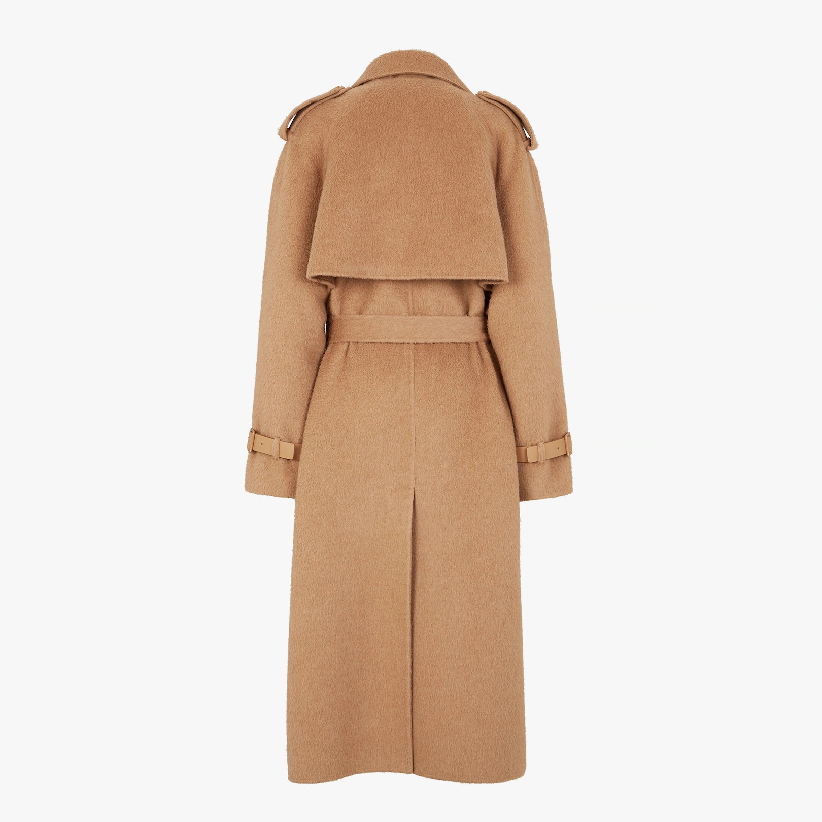 Brown camel-hair trench coat - 2