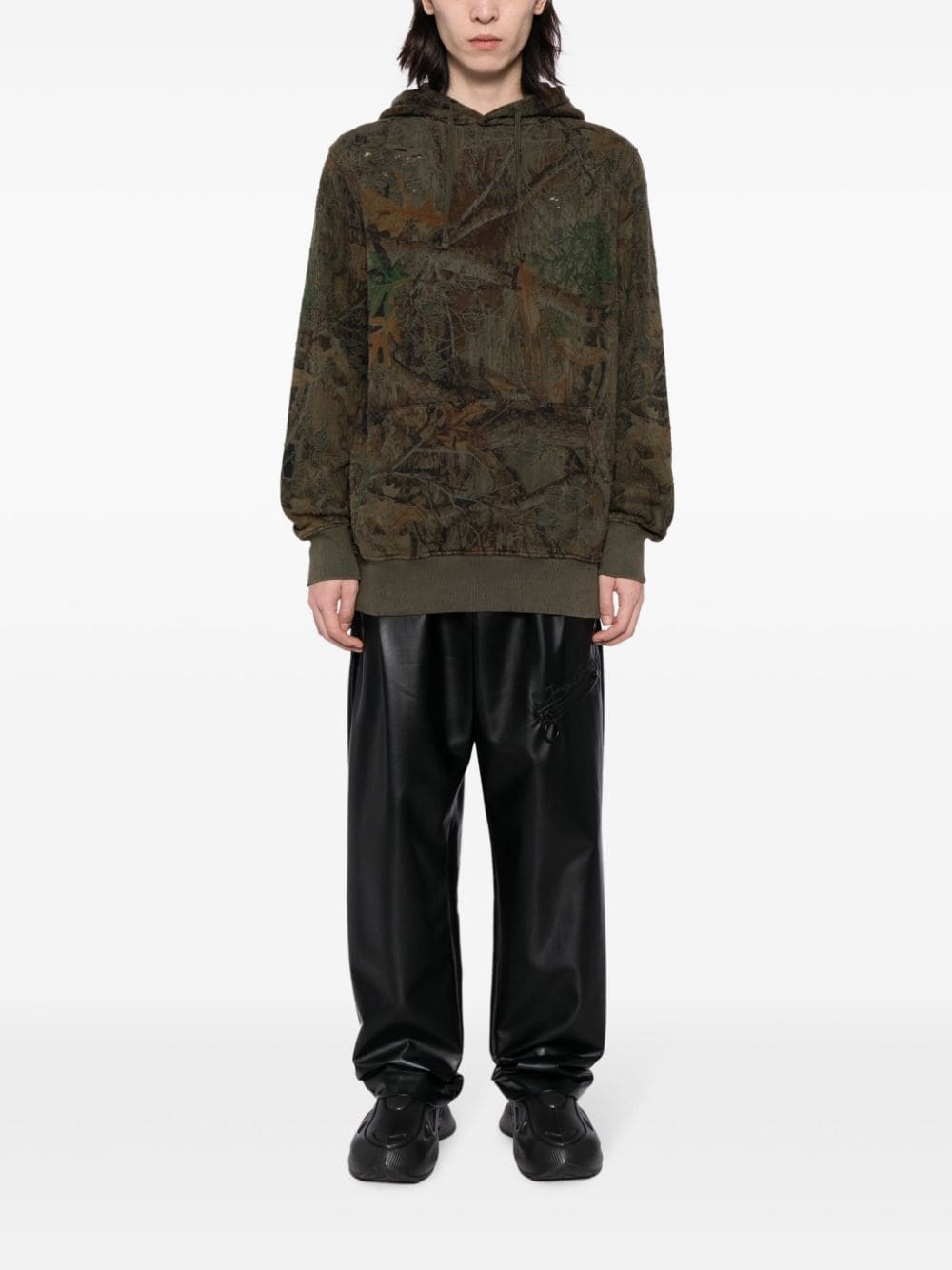 distressed-finish camouflage-pattern hoodie - 2
