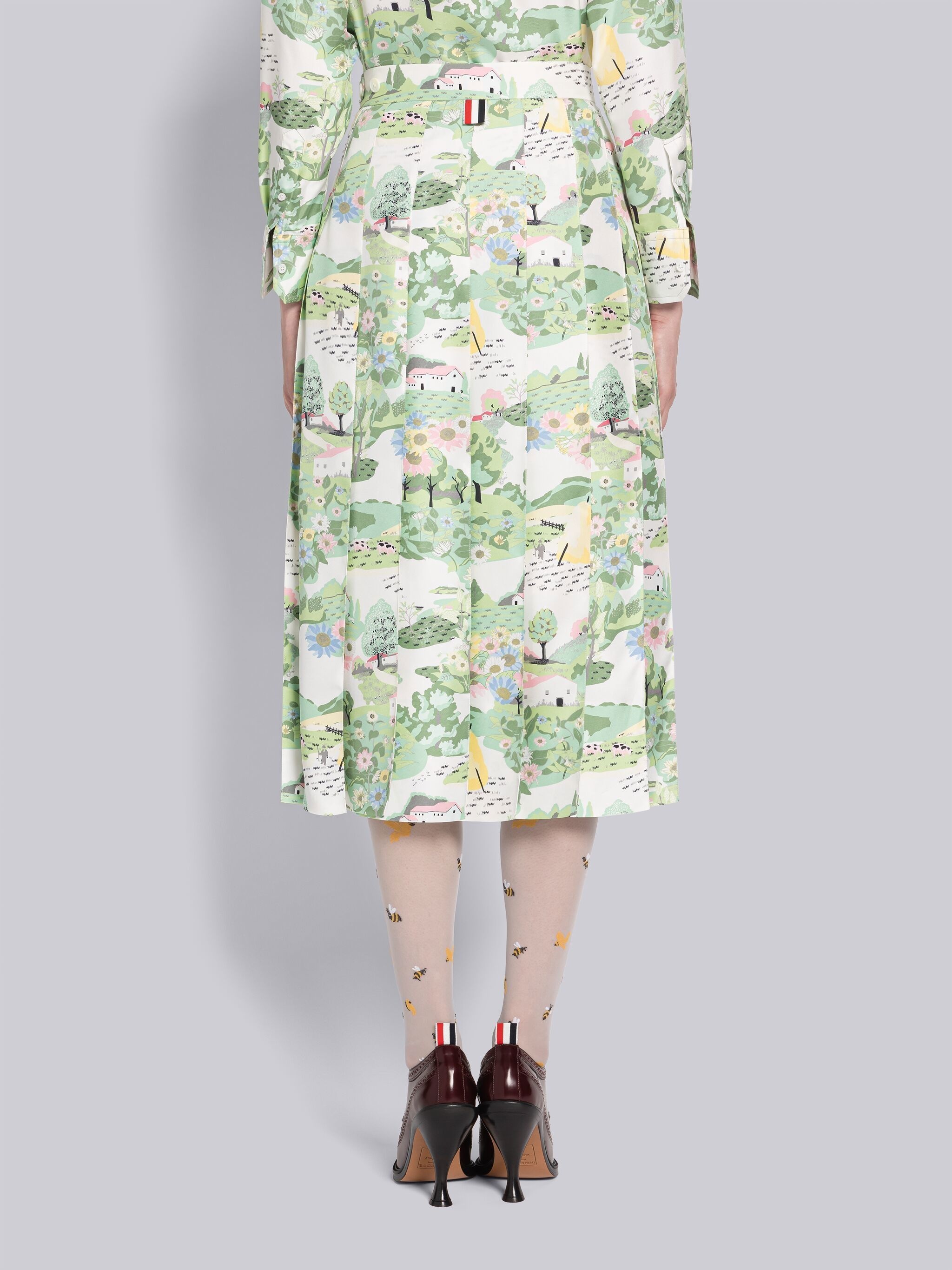 Scenic Silk Twill Pleated Skirt - 3