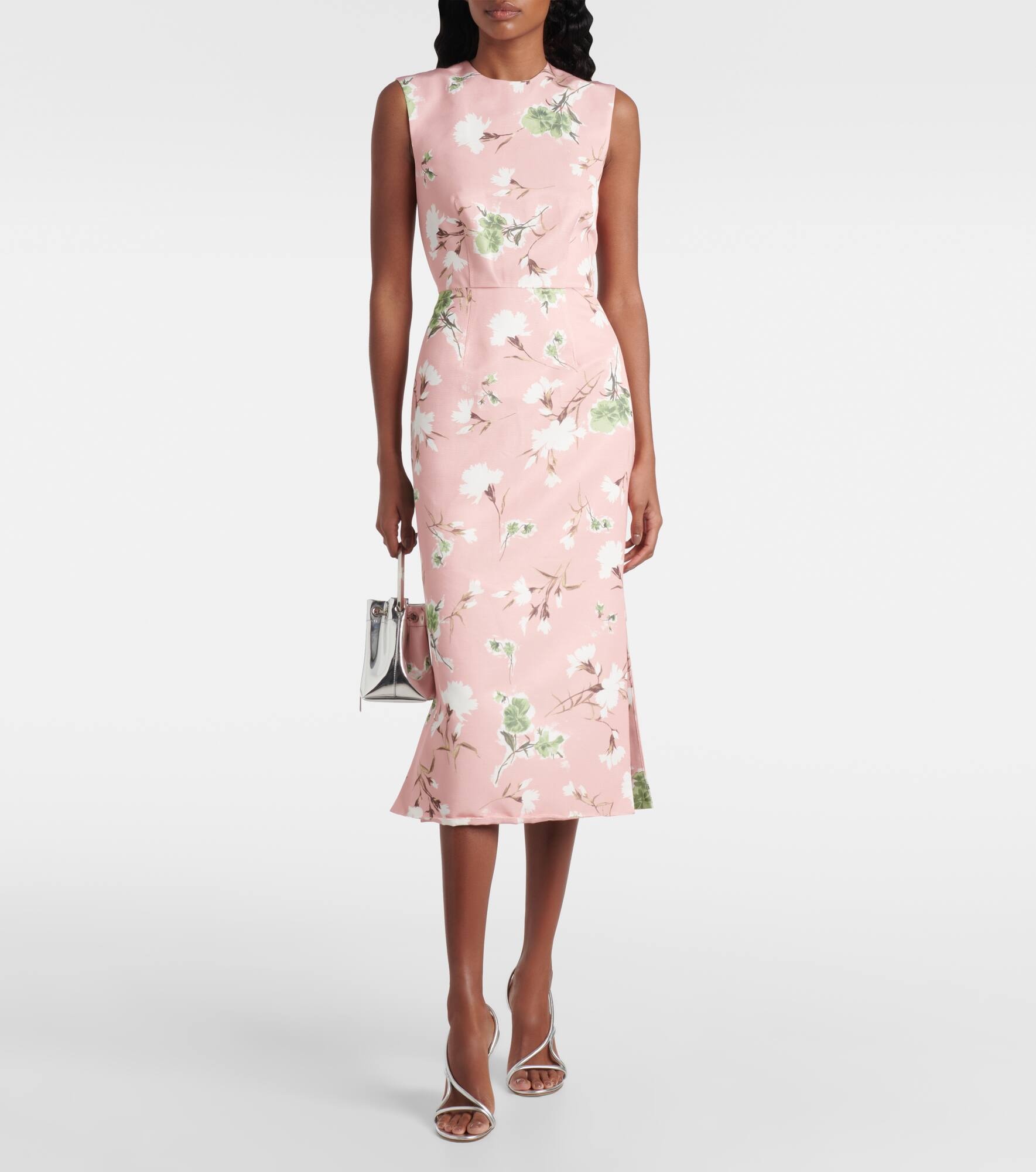 Floral cotton-blend faille midi dress - 2