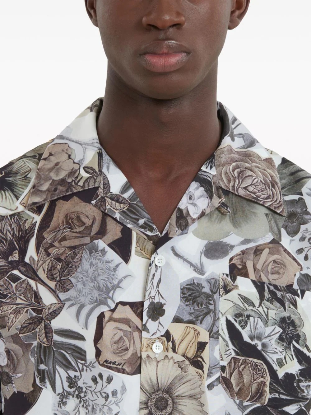 MARNI Men Floral Silk Short Sleeve Shirt - 4