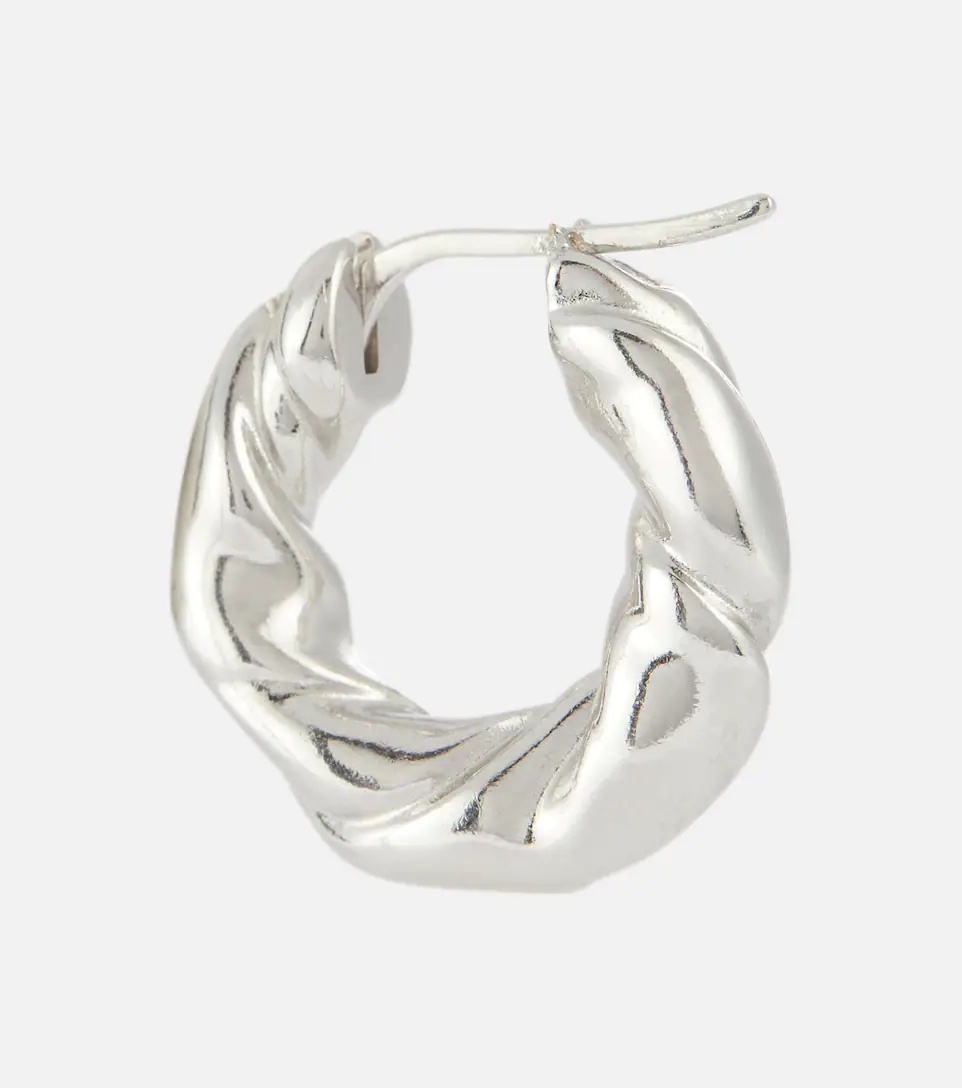 Twisted sterling silver hoop earrings - 2