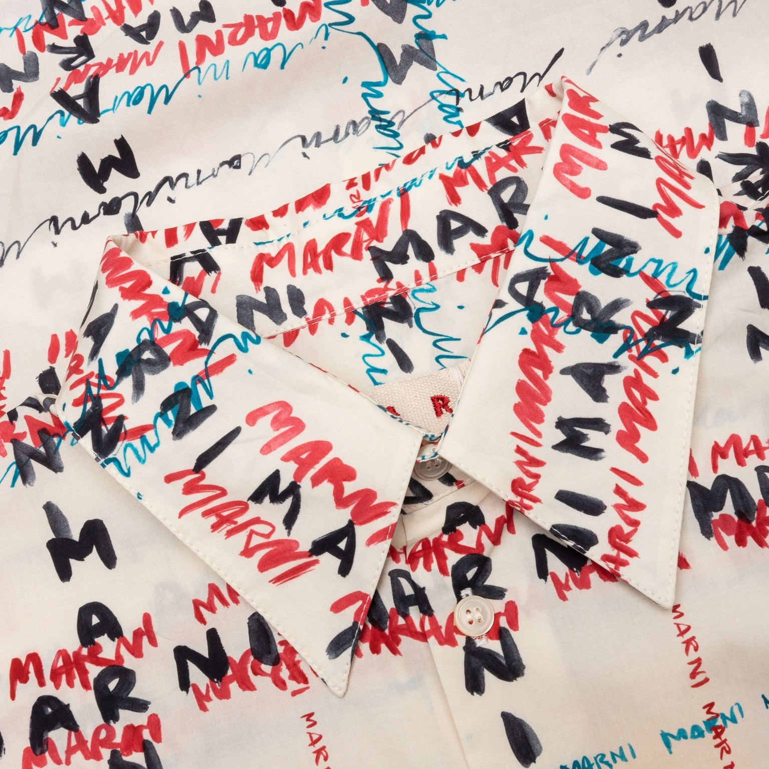 MARNI CROSSROADS PRINT POPLIN SHIRT - ANTIQUE WHITE - 3