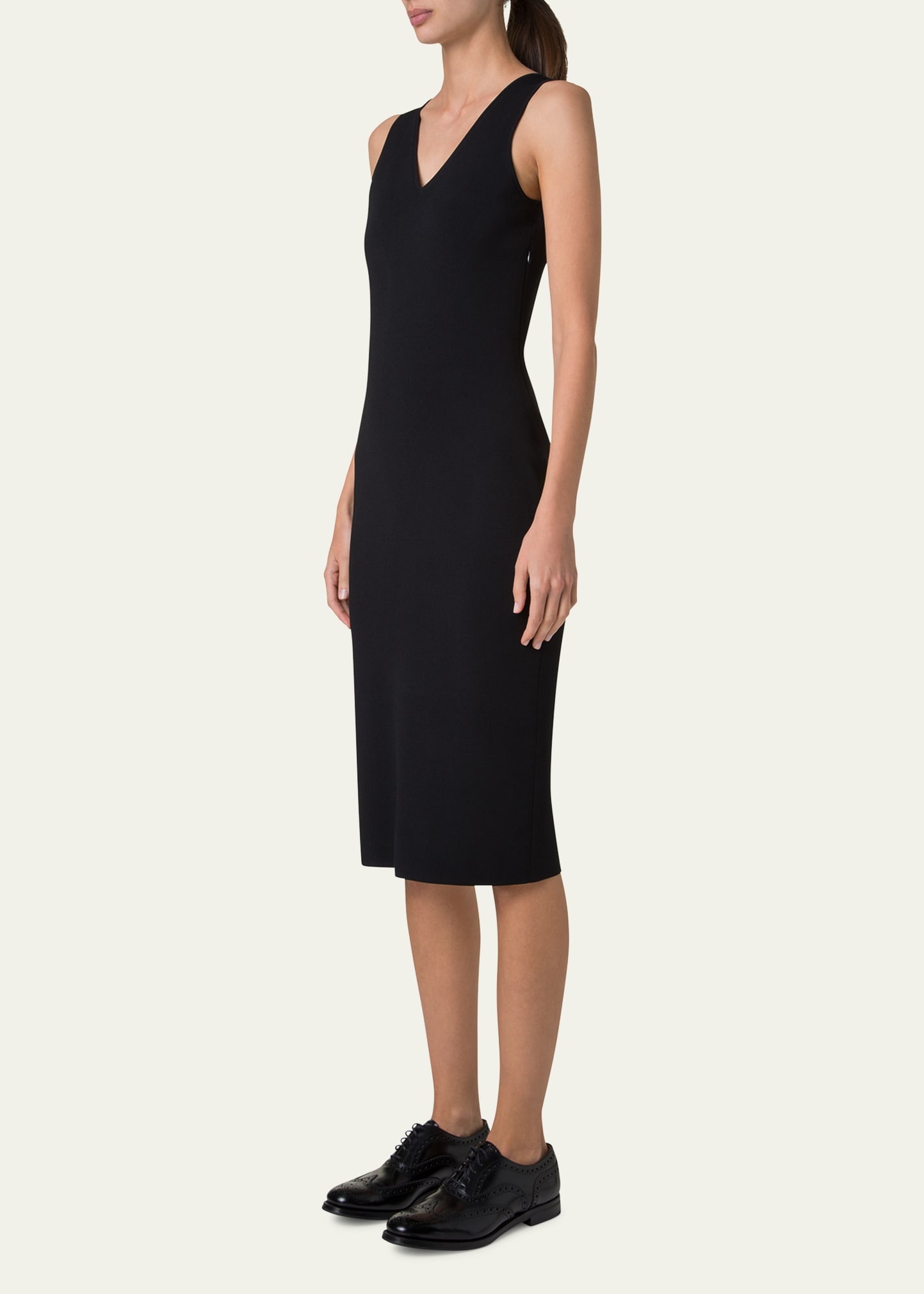 V-Neck Sleeveless Knit Midi Dress - 4