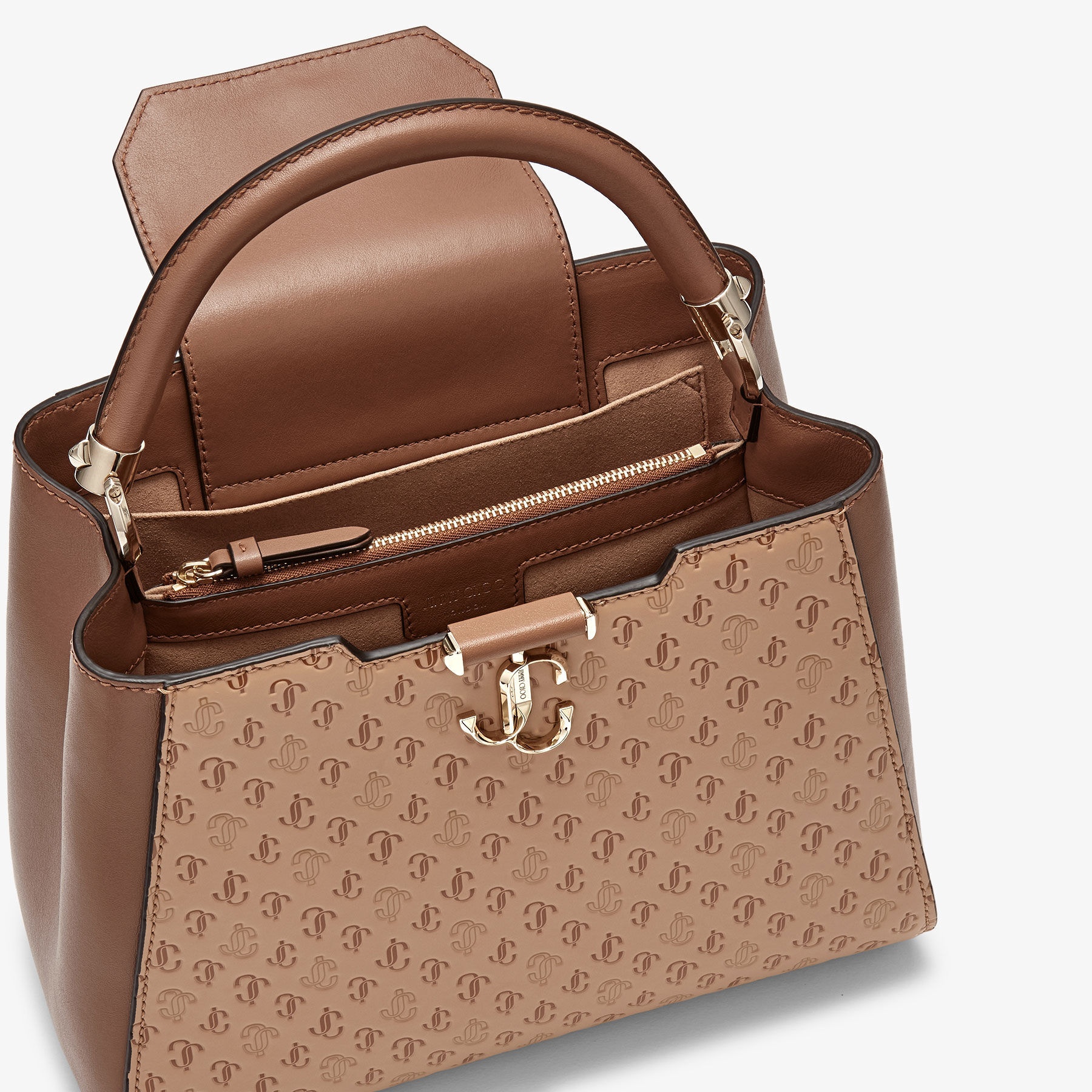 Varenne Top Handle M
Caramel JC Monogram-Print and Leather Top Handle Bag - 4
